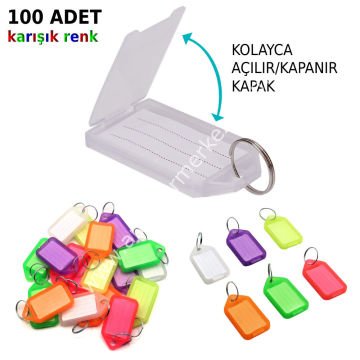 Şeffaf Lüks Kapaklı Kimlik Anahtarlık Karışık Renkli 100 Adet