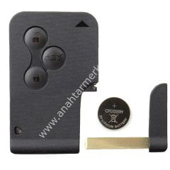 Megane II Kart 433Mhz(Logolu) - 2016 Pil Geçme Pil Yuvalı