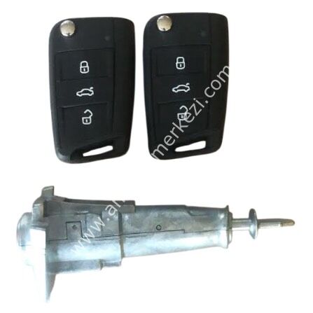 Skoda 5c 3B Kumandalı Sustalı Kilit Seti Keyless Go 433Mhz(2 Kumandalı)