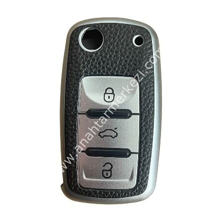UDS-JETTA-GOLF-CADDY Nano Kap Gümüş-Siyah Deri Desenli