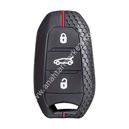 3008-5008 Petek Desenli Kırmızı 3B Smart Silikon Kap